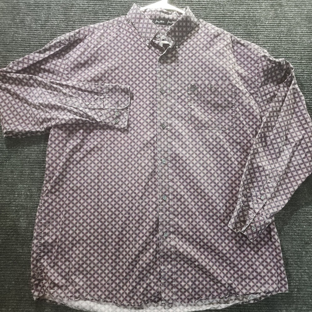 George Strait Collection by Wrangler Mens XXL Purple Geometric Button Down Shirt
